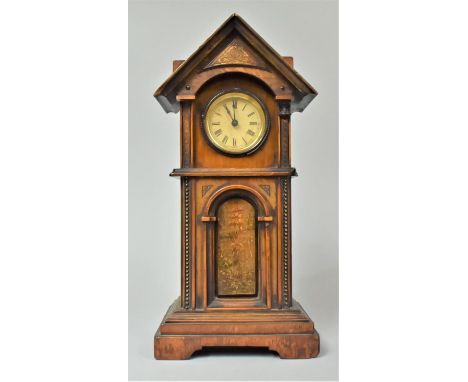 A Novelty Mantel Clock of Architectural Form, Movement in Need of Attention. 28cms High 