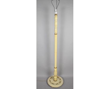 A Mid 20th Century Cream and Gilt Reeded Standard Lamp 