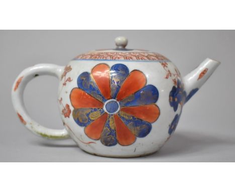 An 18th Century Chinese Teapot of Squat For in the Imari Pallet Decorated with Floral Motif