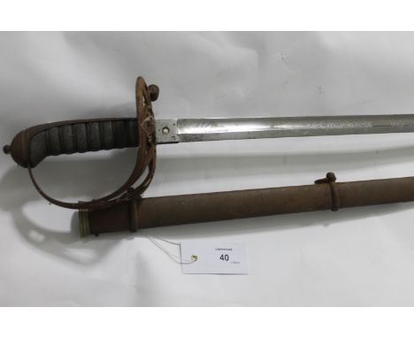 AN OFFICERS SWORD. An 1897 pattern officers sword, with clean 32.3/4" blade by Phelps & Co Calcutta. Strung bugle and Victori