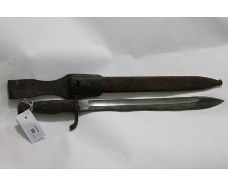 A GERMAN BUTCHER BAYONET by FERDINAND SCHLEUTERMANN. A very clean 1898/05 blade date marked 1915 on the spine, with a trumpet