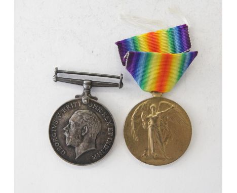 A NORTHANTS REGIMENT CASUALTY PAIR. British War & Victory Medal pair named to 59589 Pte A E Hallaway North'n R. Albert Edward
