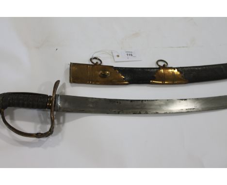 AN 1803 PATTERN OFFICERS SWORD & SCABBARD. An Infantry Officers 1803 pattern sword & scabbard (lacking its chafe), with GR in