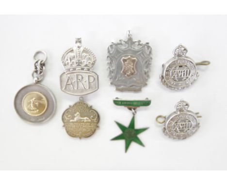 SILVER 18th HUSSARS COLLAR BADGES etc. A pair of officers Q M Own 18th Hussars hallmarked collar badges with Kings Crown, Bir