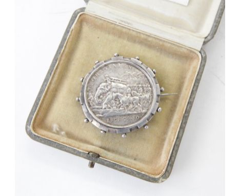 A BROOCH MOUNTED AFGHANISTAN MEDAL 85th FT A brooch mounted Aghanistan medal disc, in a silver Victorian style swivel axis se