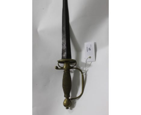 A GENTLEMAN'S SWORD. An 18thC small sword with colichemarde blade of 29.1/4" length. With some light blade decoration being e
