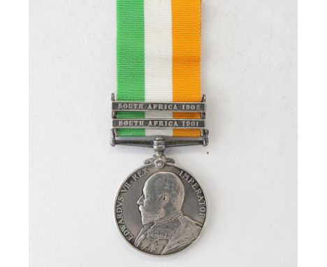 AN EAST LANCASHIRE REGT K S A MEDAL TO A CASUALTY. A Kings South Africa Medal with bars S Africa 1901 & 1902, named to 4965 P