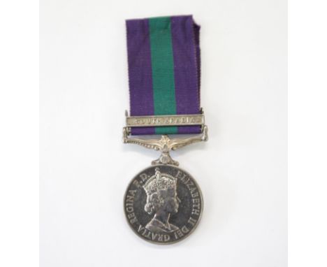 A CAMPAIGN SERVICE MEDAL BAR S ARABIA (RPC). A boxed CSM with South Arabia bar, named to 234945892 Pte J P R Dobbin RPC.