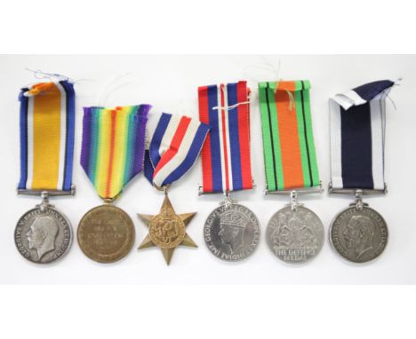 A R M LI GT-WAR-WW11 & LSGC GROUP OF SIX MEDALS. British War & Victory Medals named to CH-20597 H Moizer R M L I. A France & 