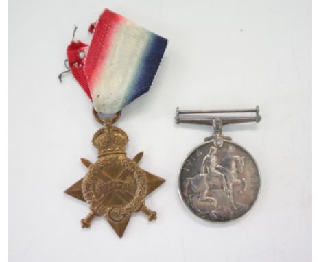 A R FUSILIERS (STOCKBROKERS BATTN) CASUALTY STAR & BWM. A 1914/15 Star and British War Medal named to Stk-1043 Pte J I Johnst