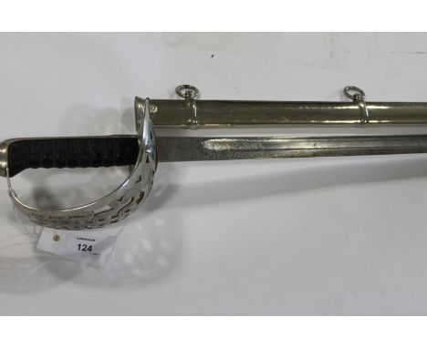 AN 1895 PATTERN OFFICERS SWORD. A Henry Wilkinson 1895 pattern officers sword, numbered 44629. Complete with a metal scabbard