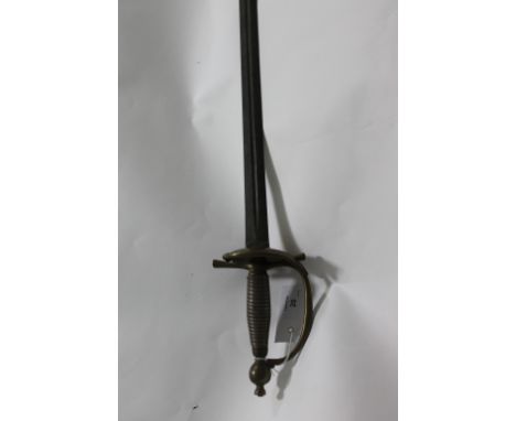 A HEAVY CAVALRY SWORD. A 1796 pattern officers undress sword, with straight 32.1/4" blade with narrow central fuller each sid