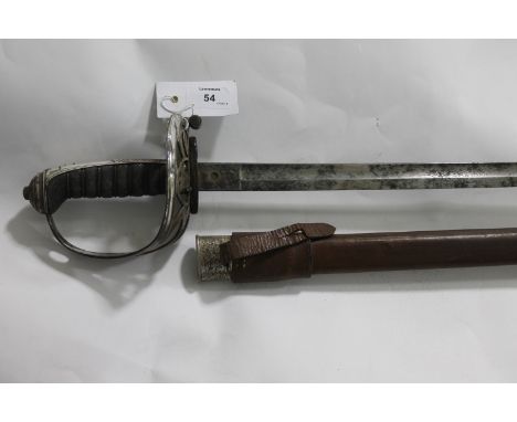 AN INFANTRY OFFICERS SWORD. A Victorian Infantry Officers Sword complete with brown leather field scabbard, marked Todd of No