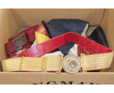 A COLDSTREAM GUARDS OFFICERS DRESS BELT & CLASP etc A Coldstream Guards officers dress waistbelt and clasp, in gilt and ename
