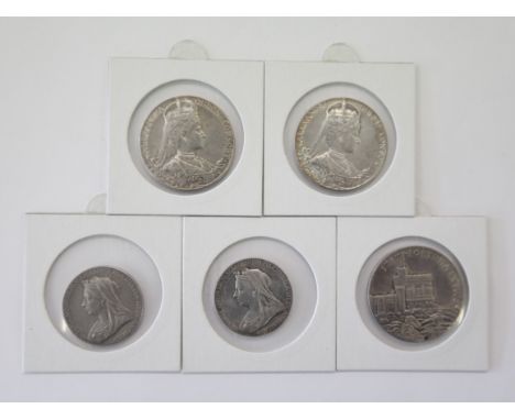 SILVER CORONATION R MINT MEDALS etc. Including 2 x 1897 Diamond Jubilee 25mm diameter medals. 2 x 1902 Coronation Medals in 3