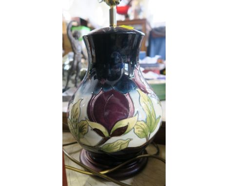 A bulbous body Moorcroft vase, formed as a table lamp