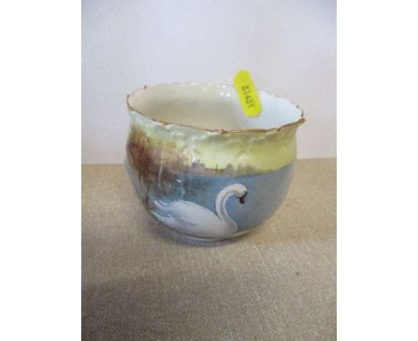 A Locke and Co Worcester vase, decorated with a swan by Bach