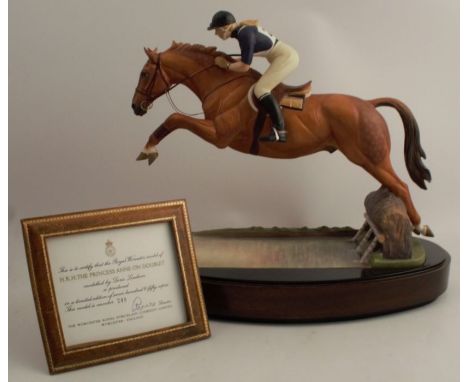 A Royal Worcester limited edition model, H.R.H The Princess Anne on Doublet, with plinth and certificate