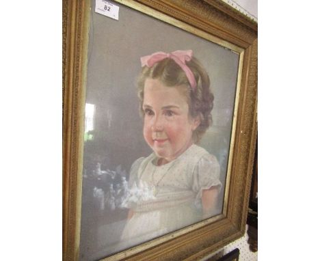 Pastel, portrait of a child, 18ins x 15.5ins