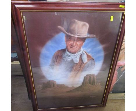 A print of John Wayne and study of Elvis and Marilyn Monroe