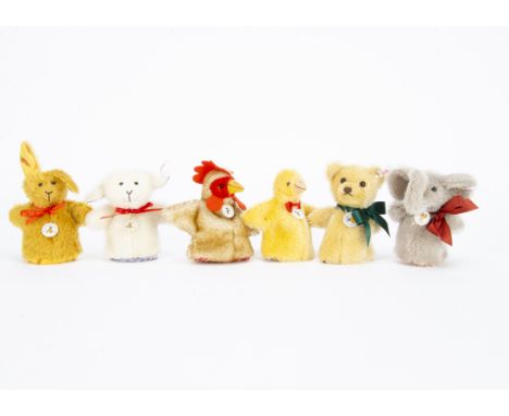 Three Steiff limited edition Egg Cosy sets:  Rabbit and Lamb, 2013 for the year, 2002; Hen and Chick, 1885 for the year, 2003
