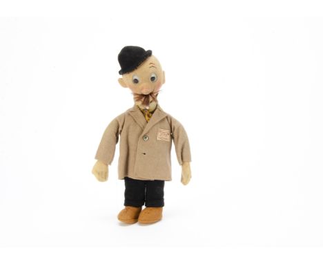 A Chad Valley Tom Webster’s George doll 1920s,   with pressed cloth face, large black and white googly glass eyes, mohair mou