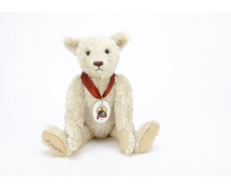 A Steiff limited edition Jubilee teddy bear, from the portrait of Margarete Steiff, 473 of 3999, signed on foot by Herr Jungi