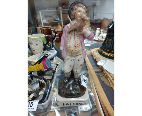 Staffordshire ceramic figurine Falconer, H ~ 26cm