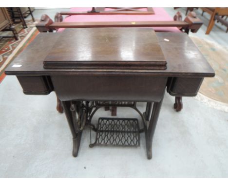 A vintage treadle sewing machine