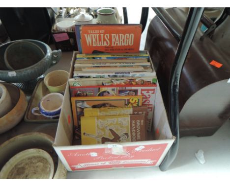 A box of vintage annuals including Bunty for girls
