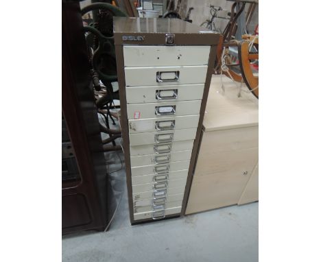 A set of vintage metal office filing drawers