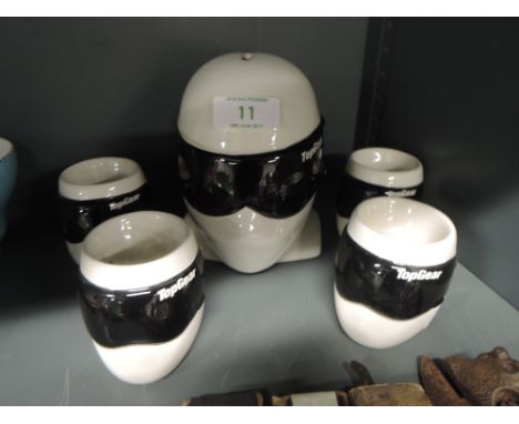 A Top Gear money box and egg cups