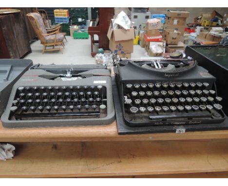 Two vintage typewriter, Hermes Baby and Imperial