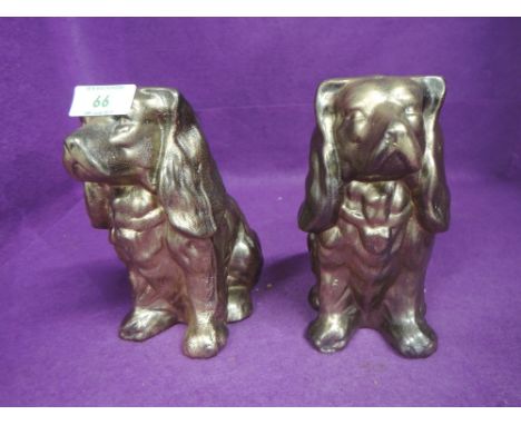 A pair of gilt effect ceramic spaniel dog figures