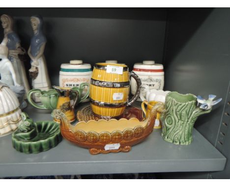 A selection of ceramics including Spirit barrels by Wade and several wade pieces