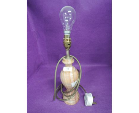 A pink marble base table lamp