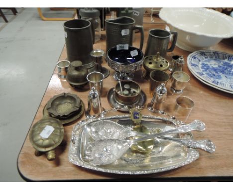 A selection of plated wares including caddy spoon