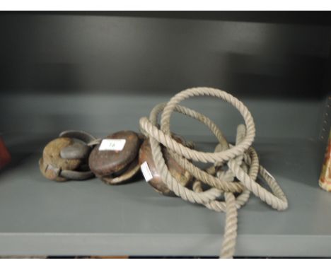 a selection of vintage pulleys