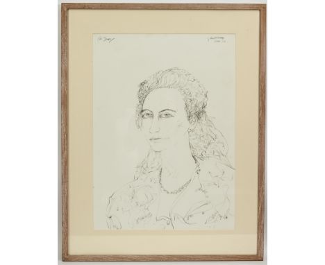 * JOHN BELLANY CBE RA HRSA (SCOTTISH 1942 - 2013), 
A PORTRAIT FOR JEAN 
pencil on paper, signed and dated June '92, inscribe