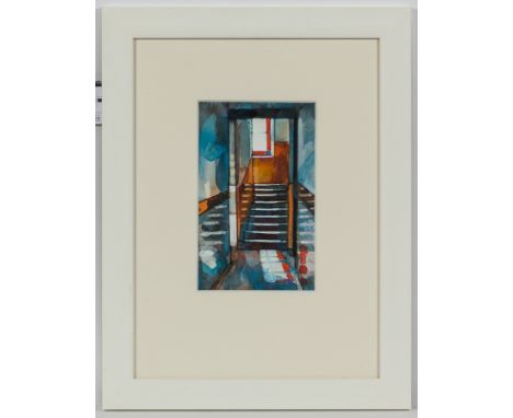 BRYAN EVANS,
REFLECTED LIGHT IN A CLOSE
watercolour on paper, signed
24cm x 15cm
Mounted, framed and under glass