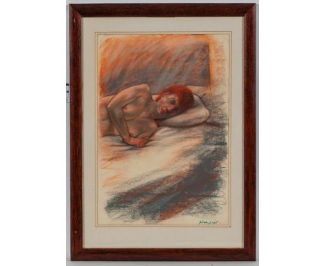 * PETER HOWSON OBE, 
DONNA 1988
pastel on paper, signed 
54.5cm x 37.5cm 
Mounted , framed and under glass 
label verso: Ange