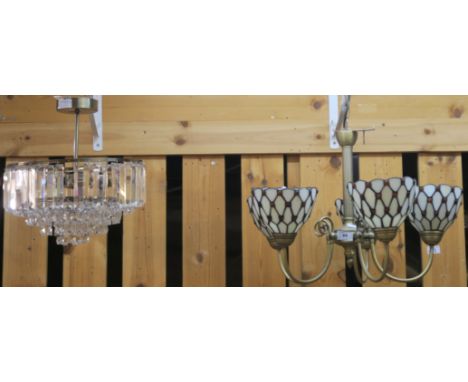 A modern Tiffany style five branch chandelier and a modern ceiling light (2) Condition Report: Available upon request