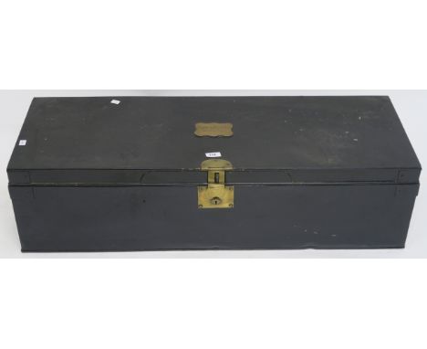 A black metal trunk by Ross & Co Dublin for Capt J D Pollock, QORGYeoThe estate of the late Robert and Lyndsay Brydon, Edinbu