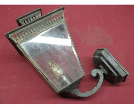Regency style exterior electric wall light, with four bevelled glass panels, H48cm 