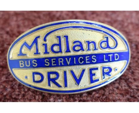 Gilt metal and blue enamel Midland Bus Services Ltd Drivers cap badge 