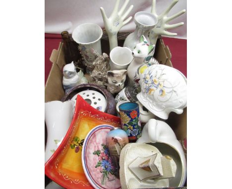 C20th Worthington's Brewery bar vesta stand, C20th cloisonne ware vase, early C20th baluster vase, pair of Royal Worcester eg