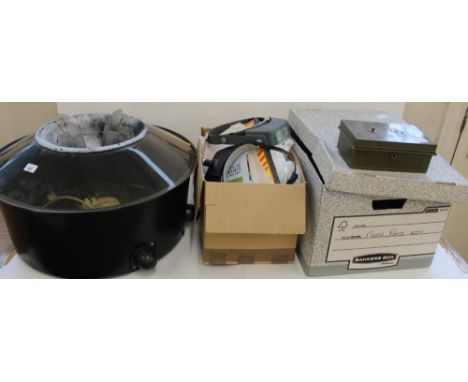 Collection of moth catching equipment, specimen display tools and related ephemera to include Perspex moth catcher, headtorch