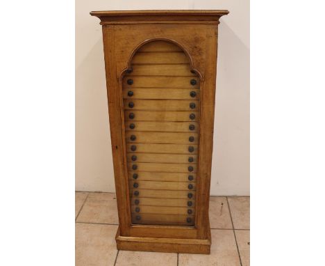 Late C19th/early C20th Watkins and Doncaster light mahogany collectors specimen cabinet, the glazed door opening to reveal 20