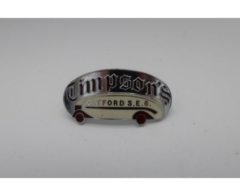 Timpson's Catford S.E.6. oval enamel cap badge 