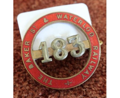 Scarce enamel Baker Street and Waterloo Railway cap badge by J R Gaunt &amp; Son No 183 